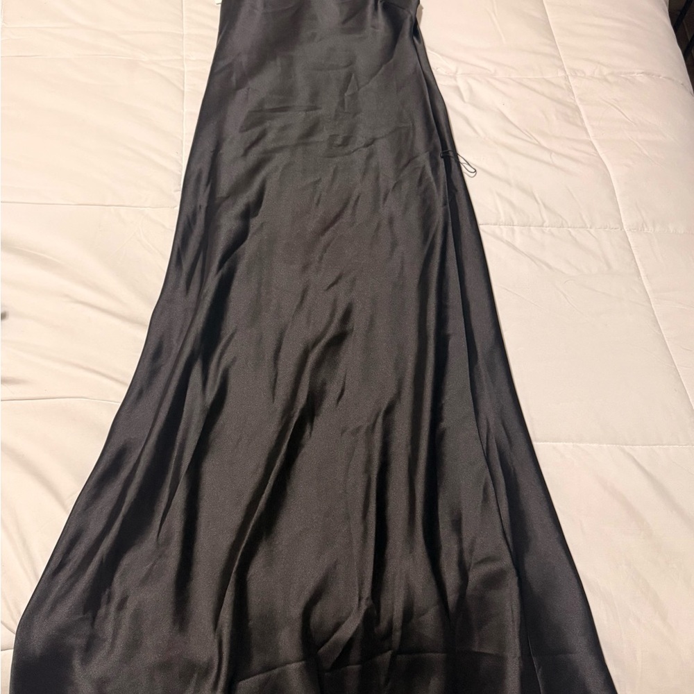 Zara Black Satin Maxi Slip Dress